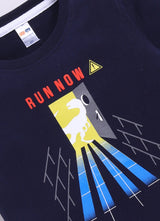 Baby Boys Casual T-shirt Shorts  (Navy and White )