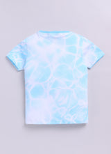 Baby Boys Casual T-shirt Shorts  (White and Blue)