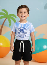 Baby Boys Casual T-shirt Shorts  (Blue and Black)