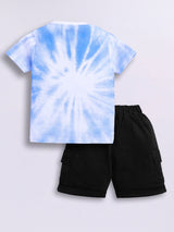 Baby Boys Casual T-shirt Shorts  (Blue and Black)