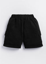 Baby Boys Casual T-shirt Shorts  (Blue and Black)