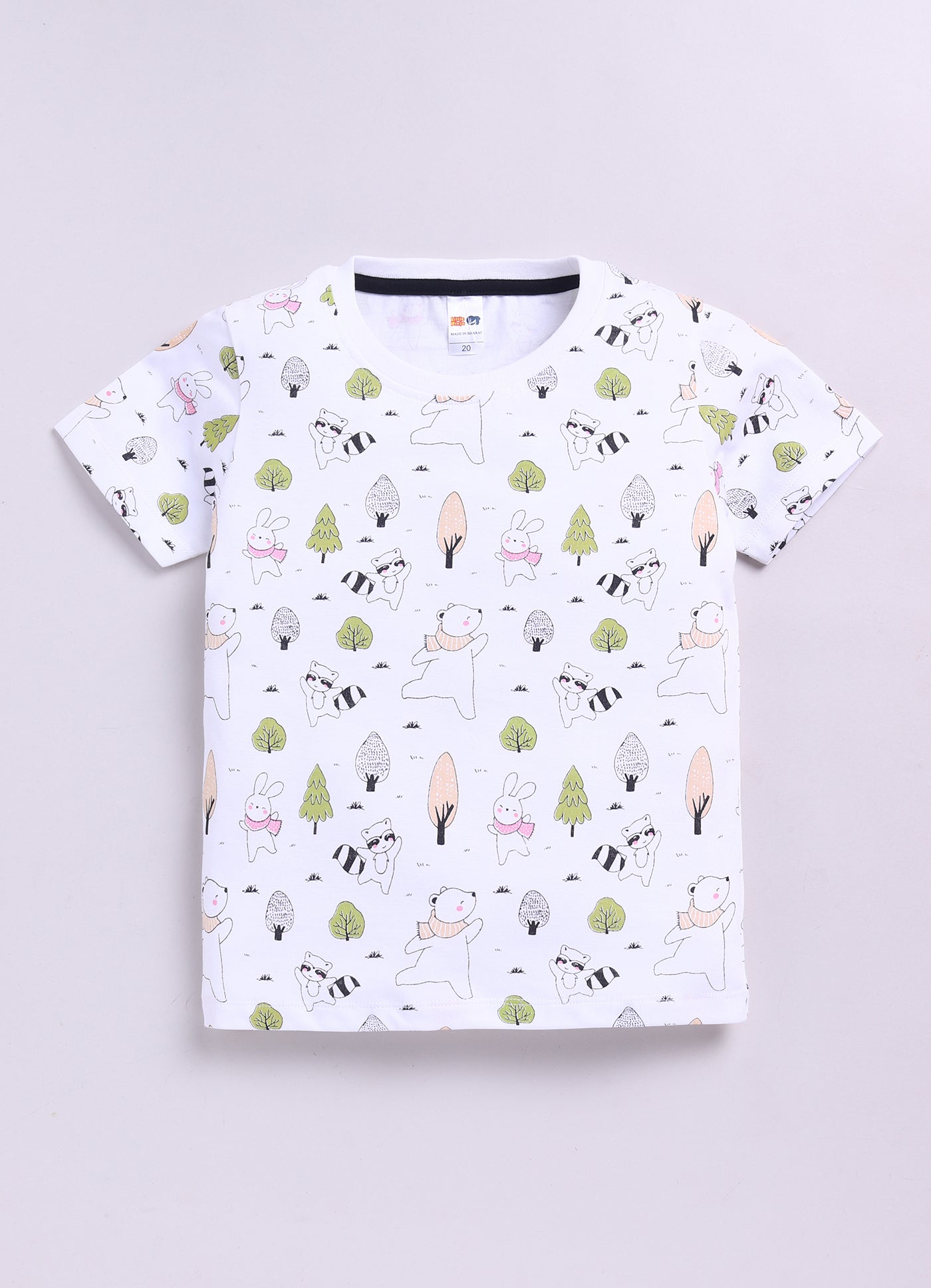 Baby Boys Casual T-shirt Shorts  (White and Peach)