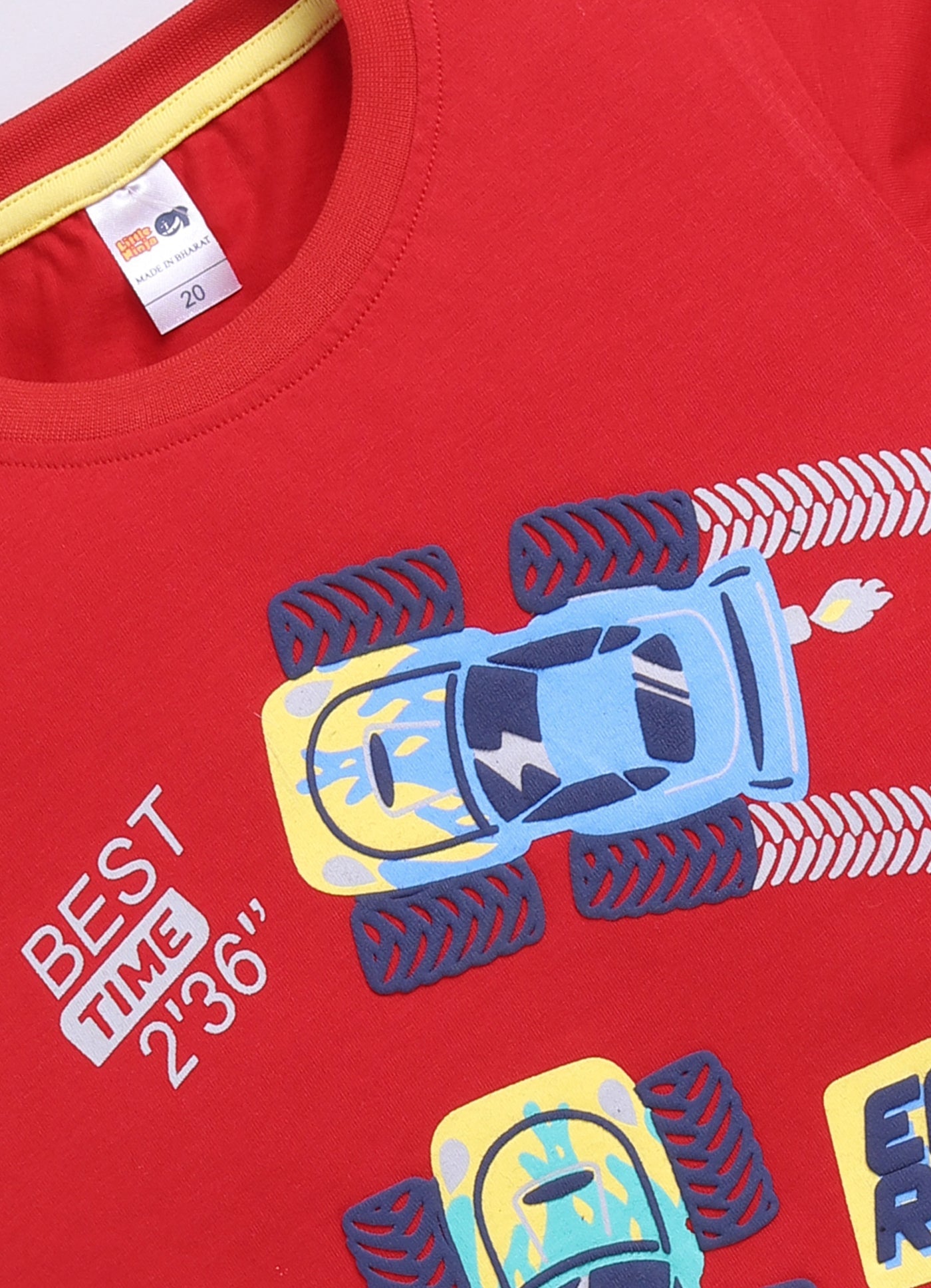 Baby Boys Cartoon Pure Cotton Regular T Shirt  (Red, Pack of 1)