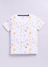 Baby Boys Casual T-shirt Shorts  (White and Pink)