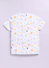 Baby Boys Casual T-shirt Shorts  (White and Pink)