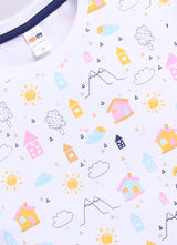 Baby Boys Casual T-shirt Shorts  (White and Pink)