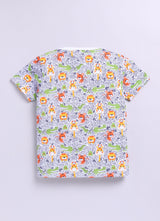 Baby Boys Casual T-shirt Shorts  (White and Black)