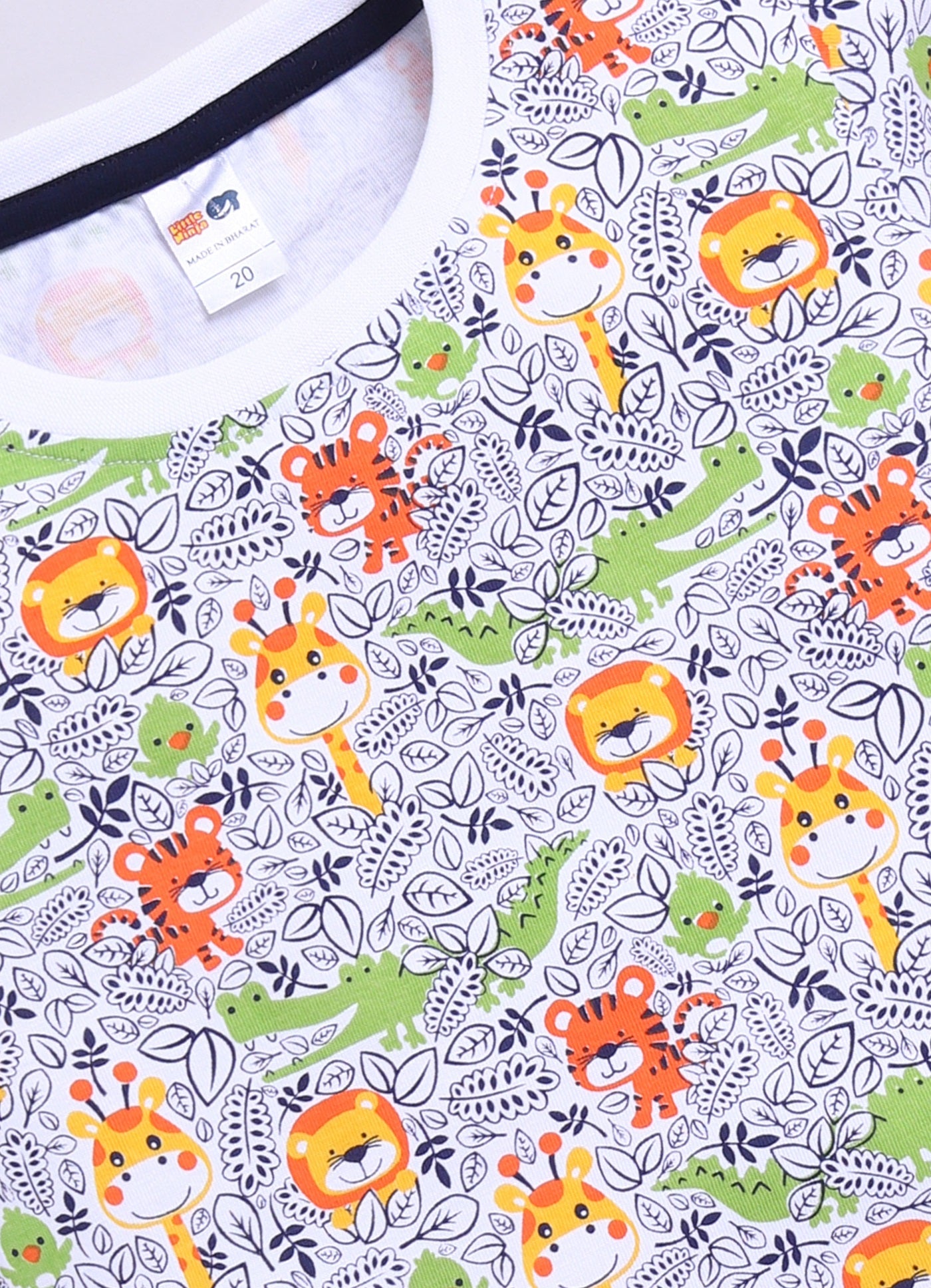 Baby Boys Casual T-shirt Shorts  (White and Black)