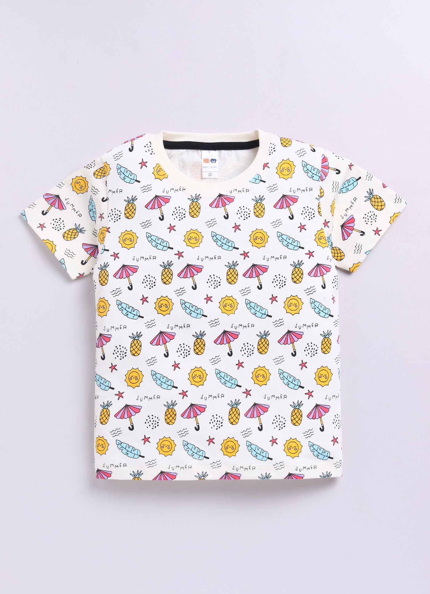 Baby Boys Casual T-shirt Shorts  (White and Yellow)