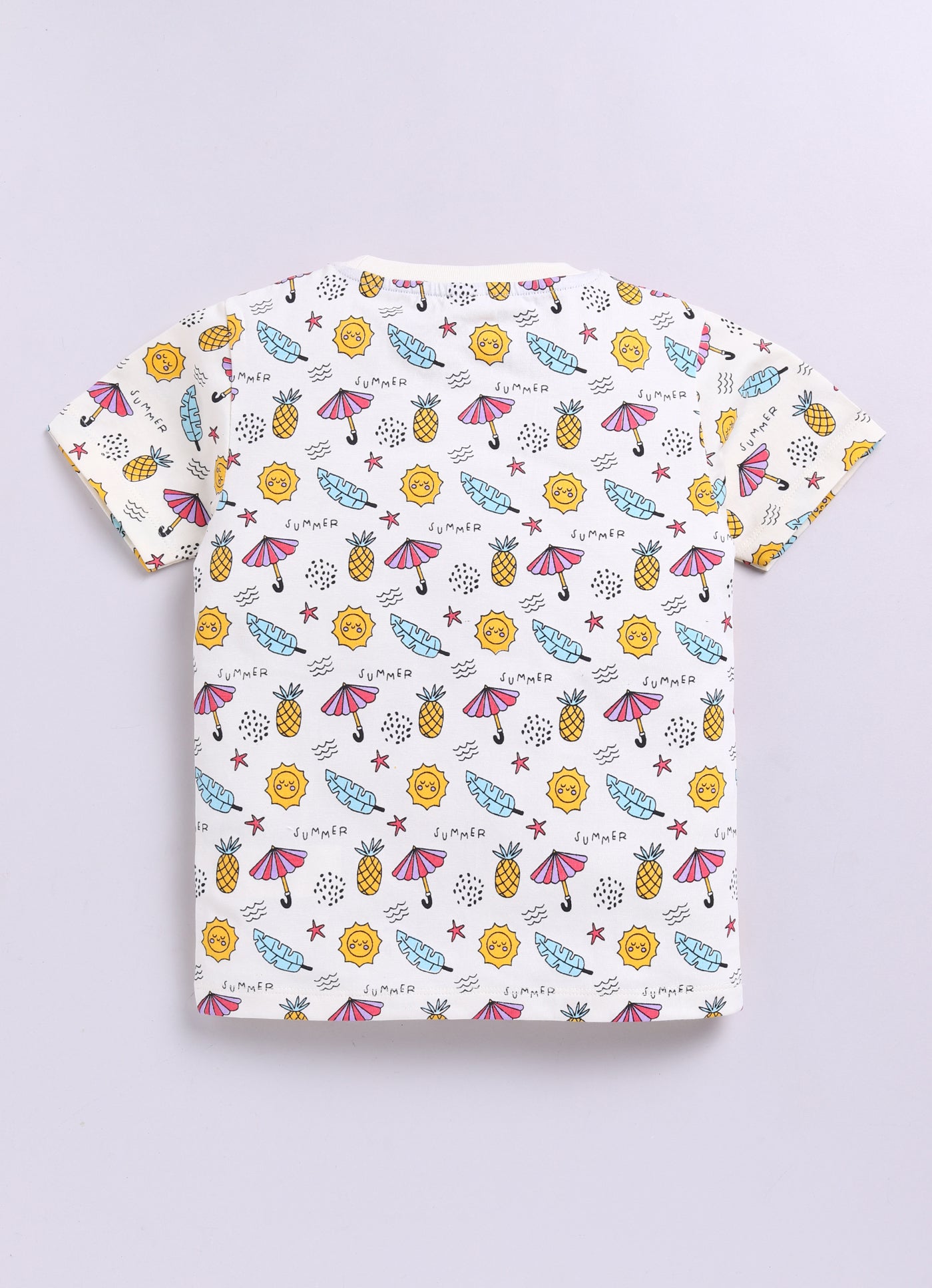 Baby Boys Casual T-shirt Shorts  (White and Yellow)