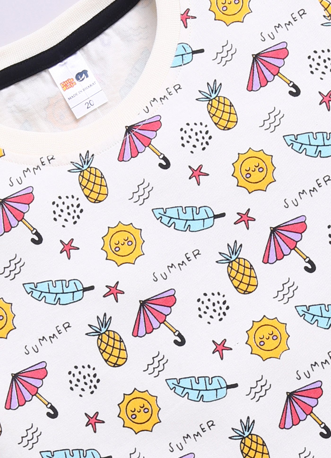 Baby Boys Casual T-shirt Shorts  (White and Yellow)