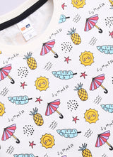 Baby Boys Casual T-shirt Shorts  (White and Yellow)