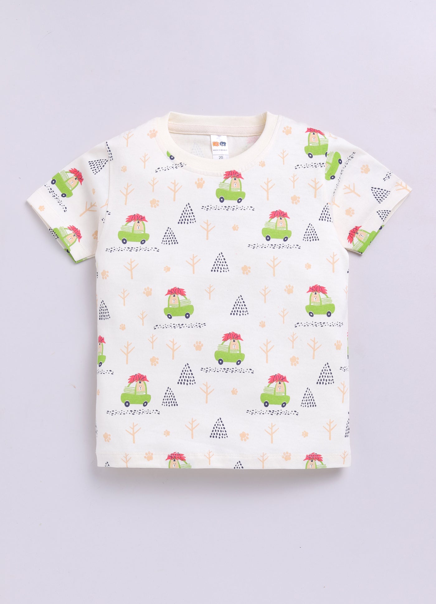 Baby Boys Casual T-shirt Shorts  (White and Pink)