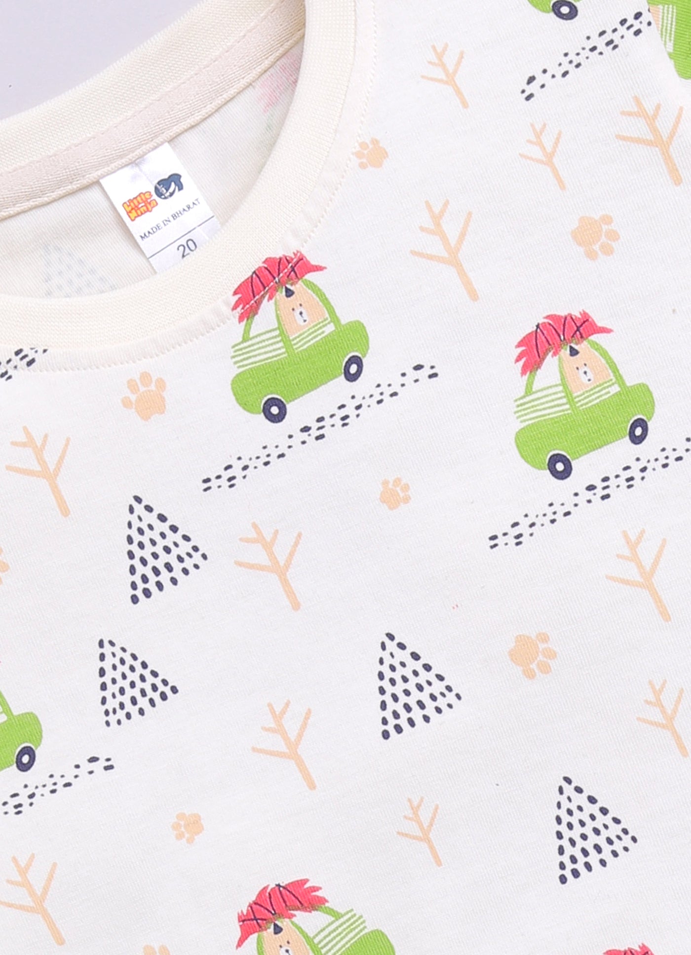 Baby Boys Casual T-shirt Shorts  (White and Pink)