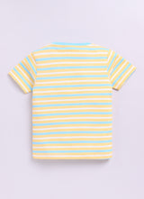 Baby Boys Casual T-shirt Shorts  (Cream and Blue)