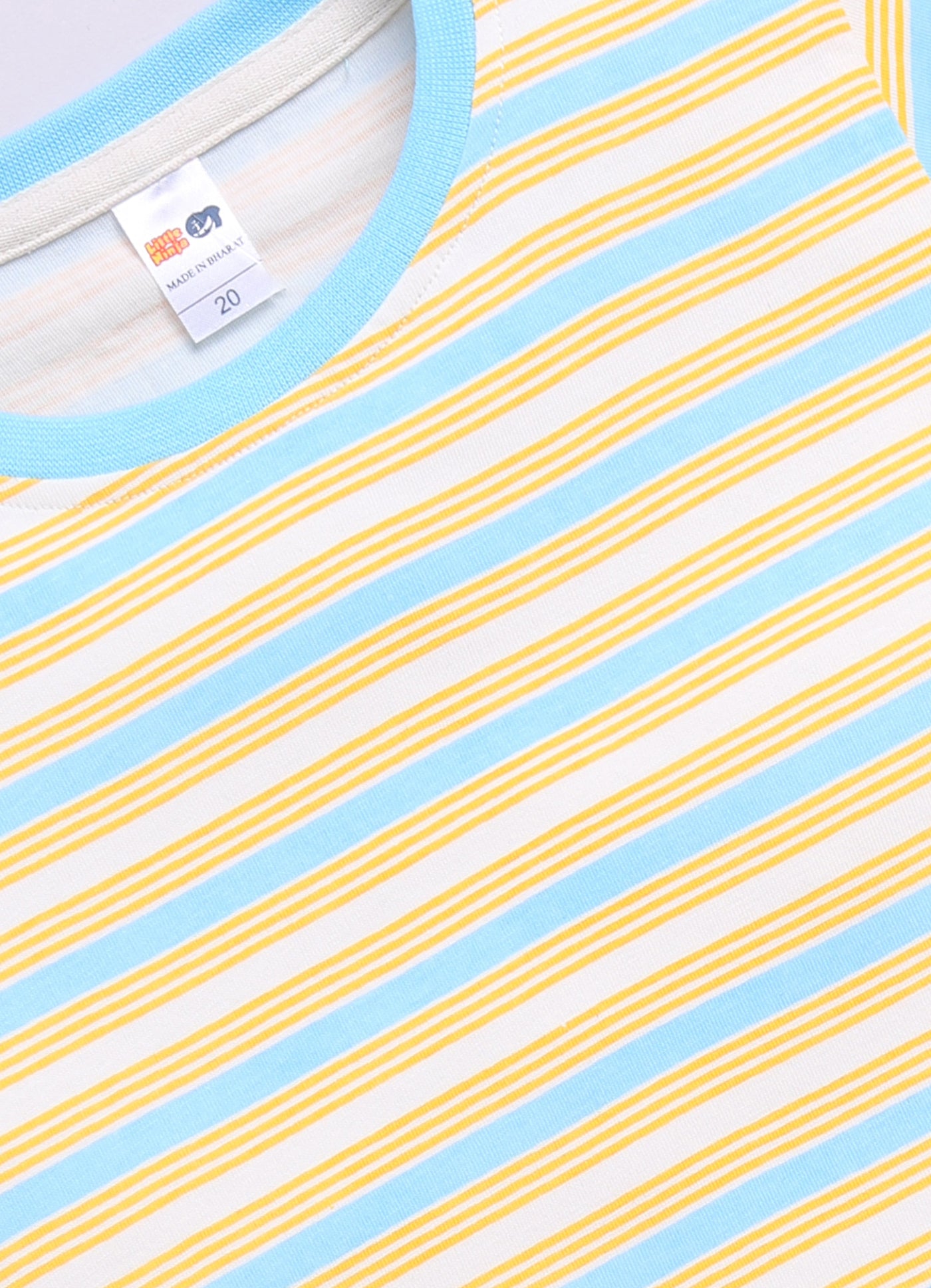 Baby Boys Casual T-shirt Shorts  (Cream and Blue)