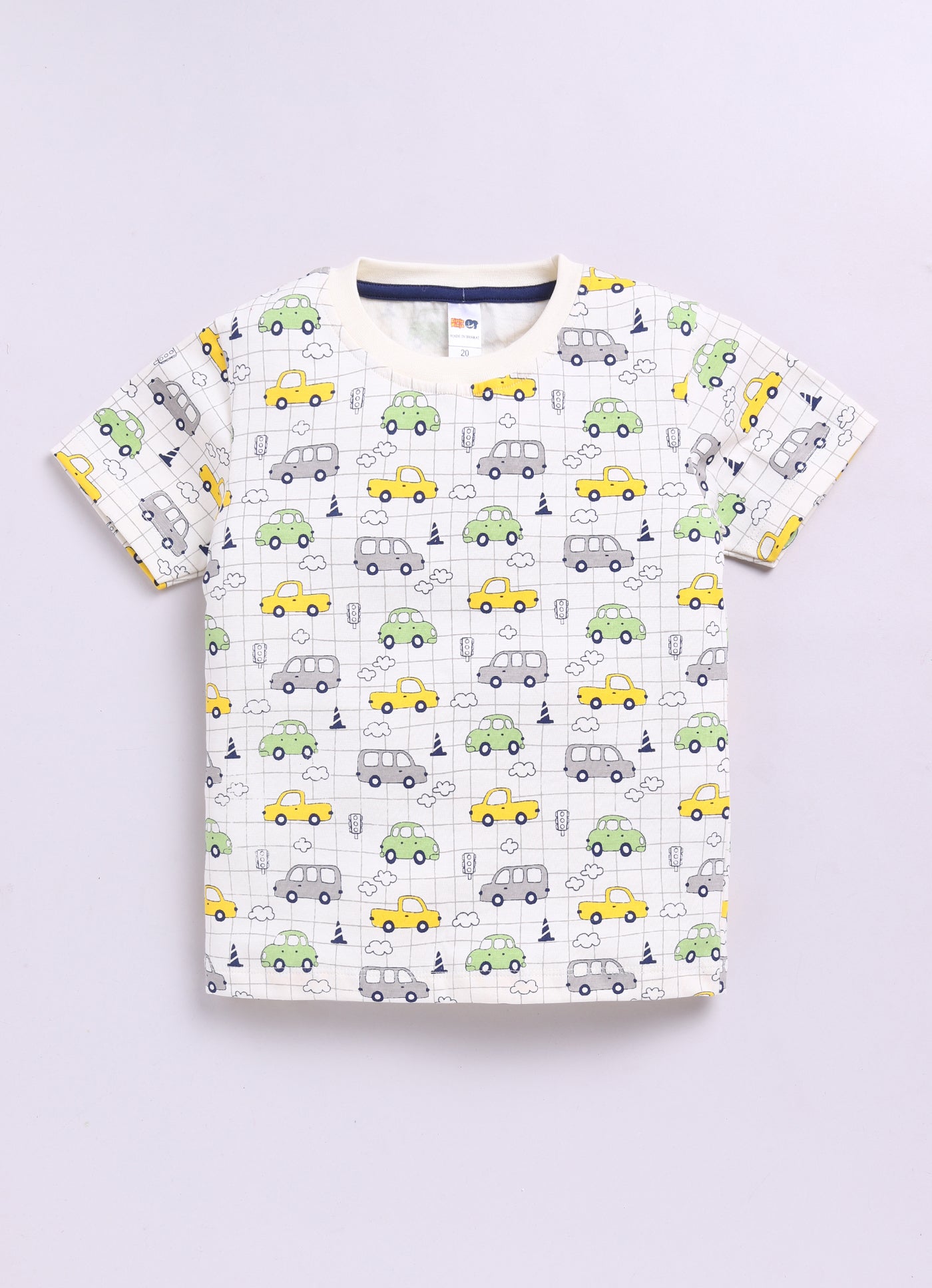 Baby Boys Casual T-shirt Shorts  (White and Yellow 2)