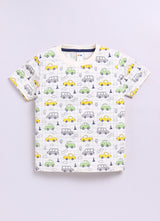 Baby Boys Casual T-shirt Shorts  (White and Yellow 2)