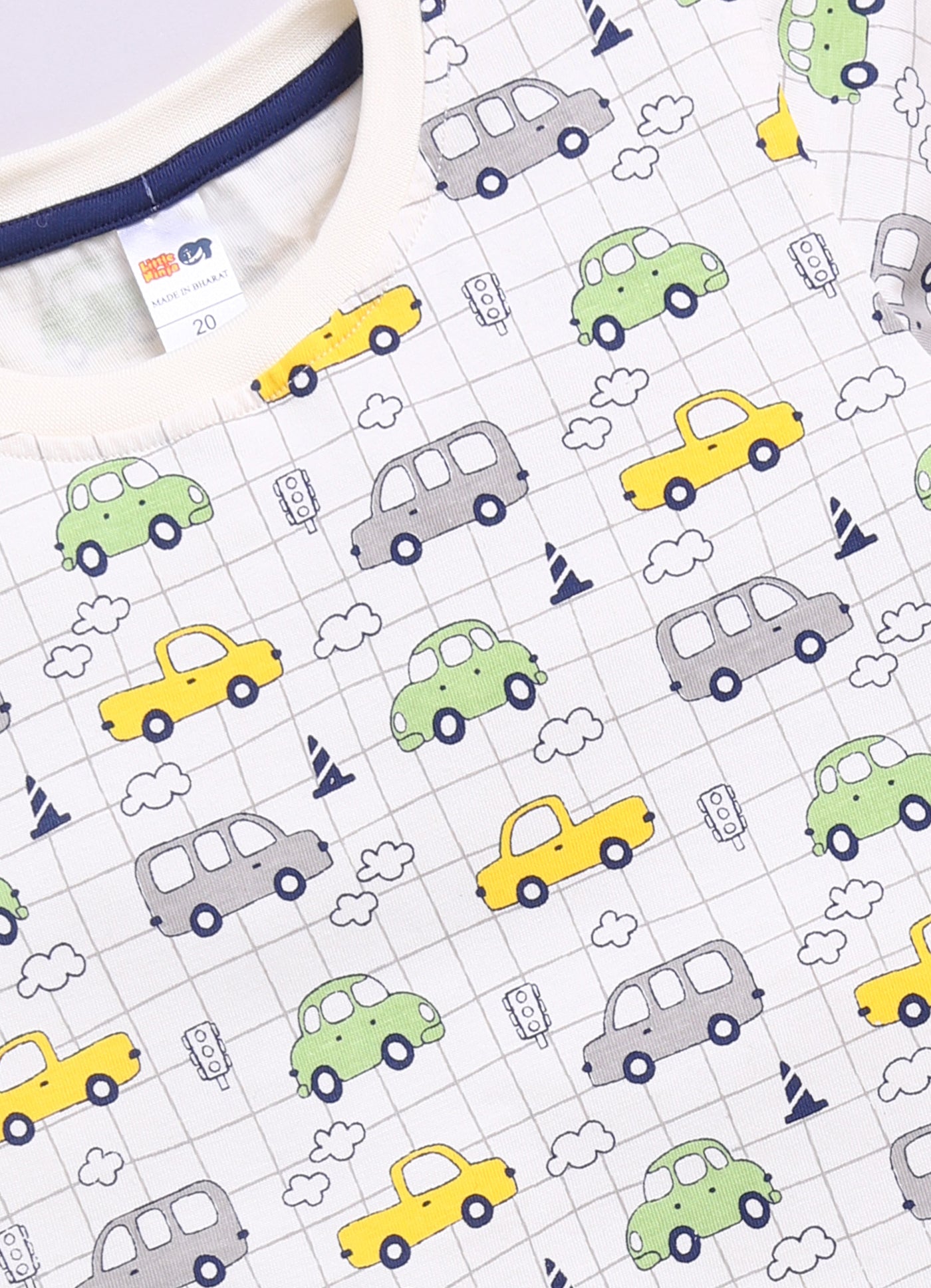 Baby Boys Casual T-shirt Shorts  (White and Yellow 2)