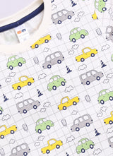 Baby Boys Casual T-shirt Shorts  (White and Yellow 2)