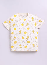 Baby Boys Cartoon Pure Cotton Regular T Shirt  (Beige, Pack of 1)