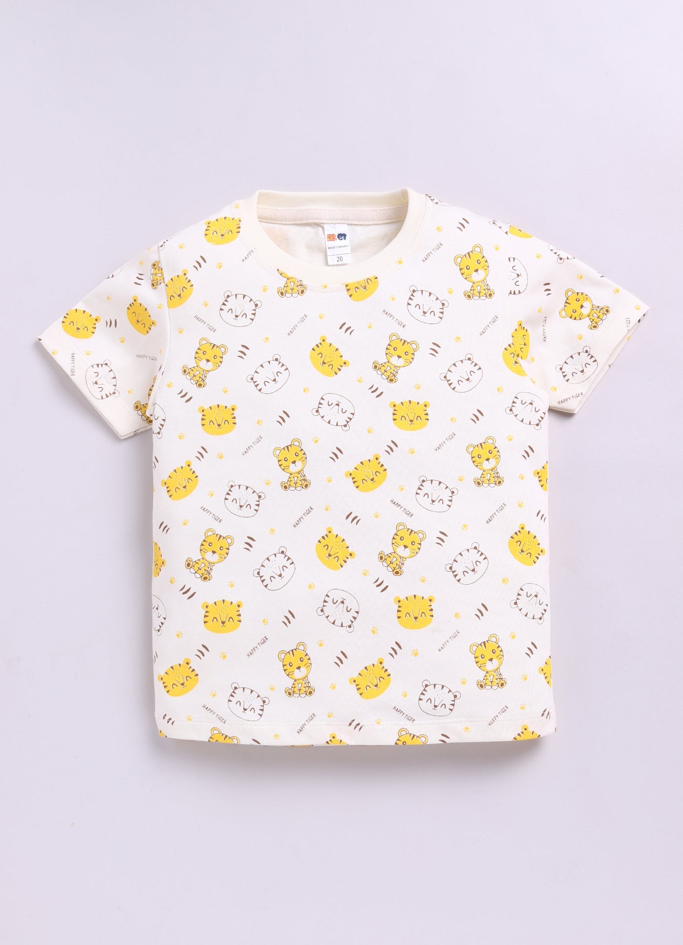 Baby Boys Cartoon Pure Cotton Regular T Shirt  (Beige, Pack of 1)