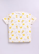 Baby Boys Cartoon Pure Cotton Regular T Shirt  (Beige, Pack of 1)