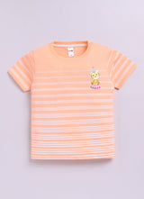 Baby Boys Cartoon Pure Cotton Regular T Shirt  (Orange, Pack of 1)