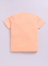 Baby Boys Cartoon Pure Cotton Regular T Shirt  (Orange, Pack of 1)