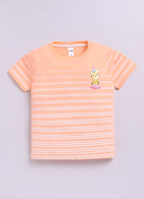 Baby Boys Casual T-shirt Shorts  (Orange and Pink)