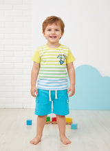 Baby Boys Casual T-shirt Shorts  (Yellow and Blue)