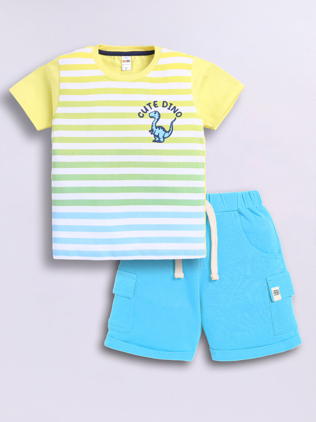 Baby Boys Casual T-shirt Shorts  (Yellow and Blue)