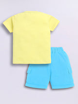Baby Boys Casual T-shirt Shorts  (Yellow and Blue)