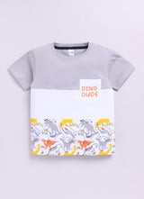Baby Boys Casual T-shirt Shorts  (Grey and Peach)
