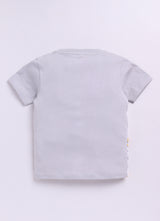 Baby Boys Casual T-shirt Shorts  (Grey and Peach)