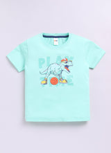Baby Boys Cartoon Pure Cotton Regular T Shirt  (Light Blue, Pack of 1)