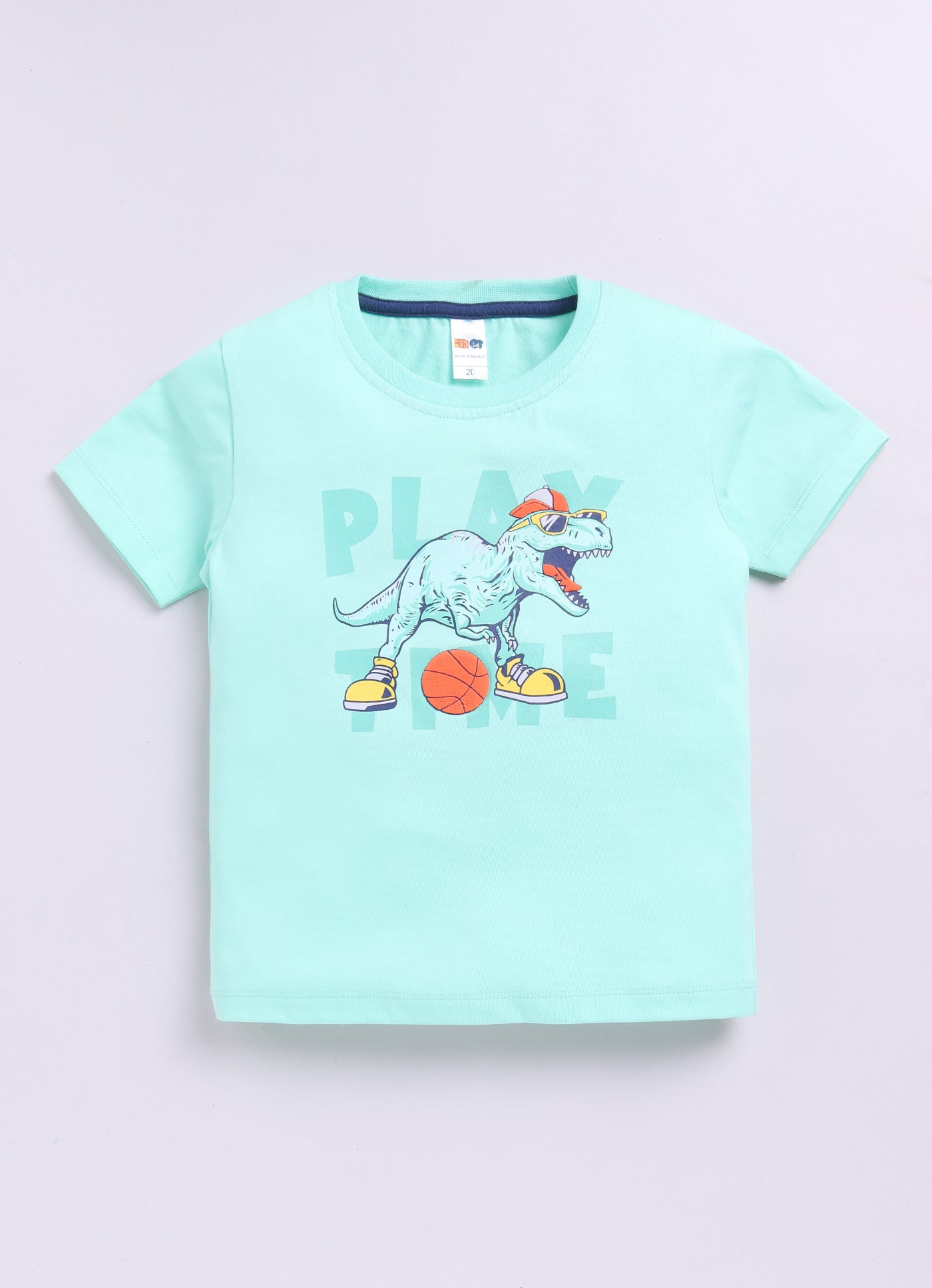 Baby Boys Cartoon Pure Cotton Regular T Shirt  (Light Blue, Pack of 1)