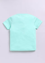 Baby Boys Cartoon Pure Cotton Regular T Shirt  (Light Blue, Pack of 1)