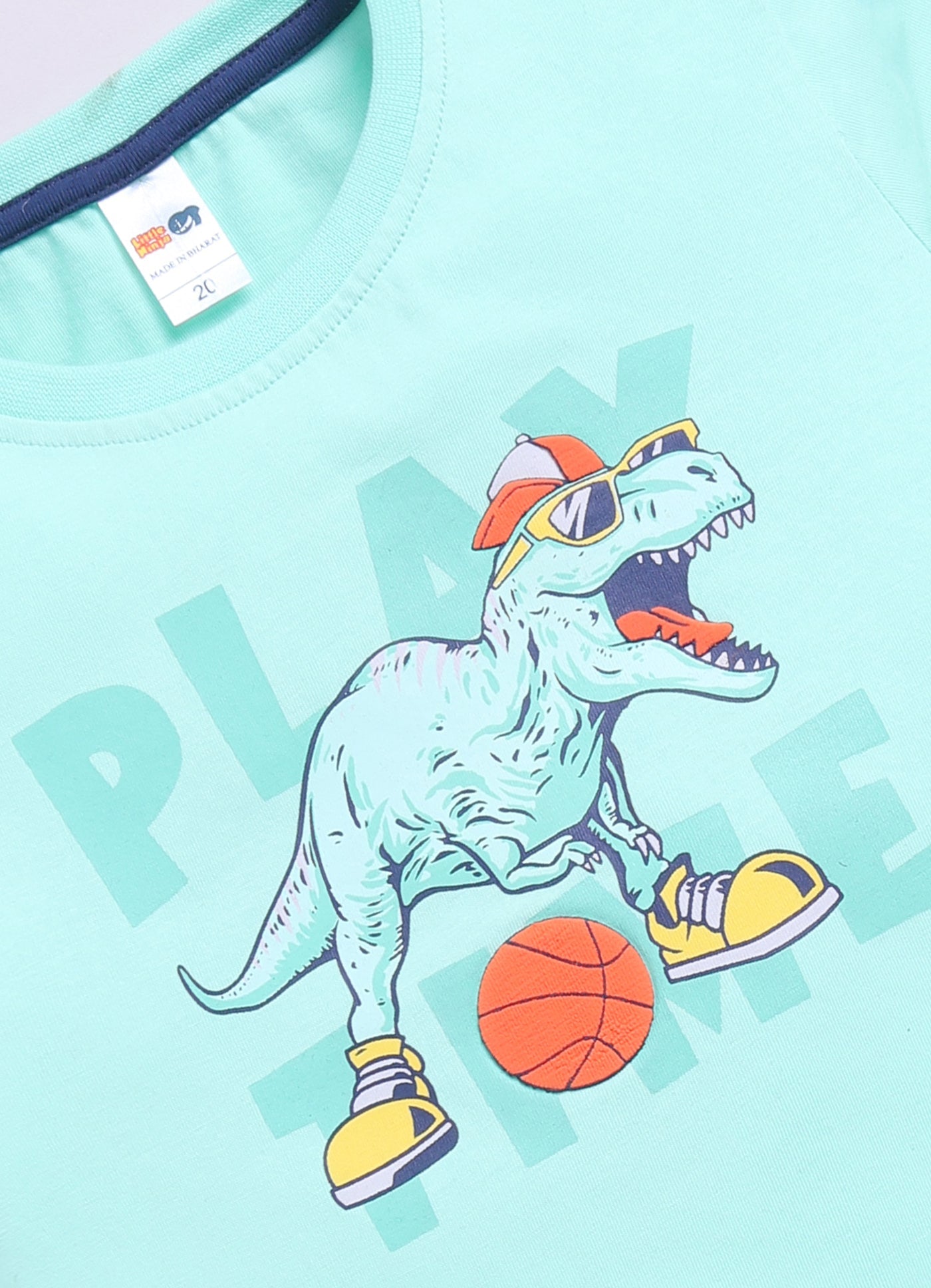 Baby Boys Cartoon Pure Cotton Regular T Shirt  (Light Blue, Pack of 1)