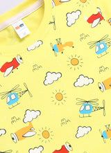 Baby Boys Cartoon Pure Cotton Regular T Shirt  (Yellow, Pack of 1)