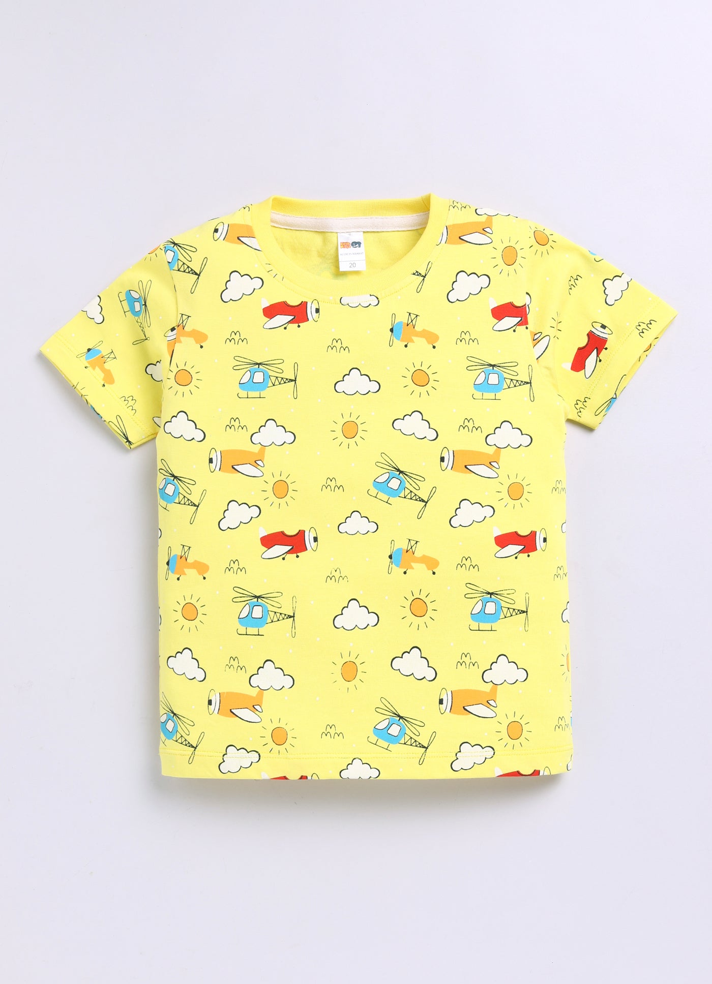 Baby Boys Casual T-shirt Shorts  (Yellow and Red)