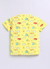 Baby Boys Casual T-shirt Shorts  (Yellow and Red)