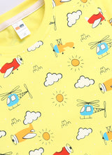 Baby Boys Casual T-shirt Shorts  (Yellow and Red)