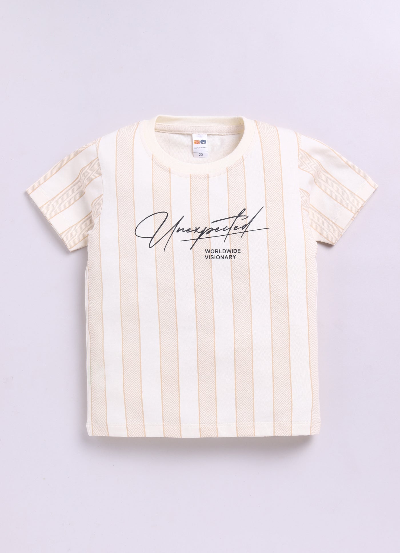 Baby Boys Cartoon Pure Cotton Regular T Shirt  (Beige, Pack of 1)