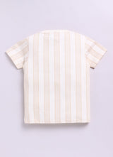 Baby Boys Cartoon Pure Cotton Regular T Shirt  (Beige, Pack of 1)