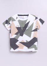 Baby Boys Casual T-shirt Shorts  (White and Black)