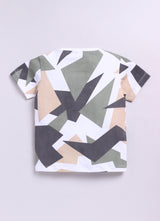 Baby Boys Casual T-shirt Shorts  (White and Black)