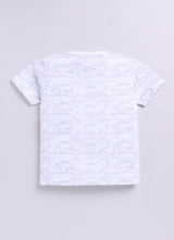 Baby Boys Cartoon Pure Cotton Regular T Shirt  (White, Pack of 1)