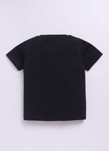 Baby Boys Cartoon Pure Cotton Regular T Shirt  (Black, Pack of 1)