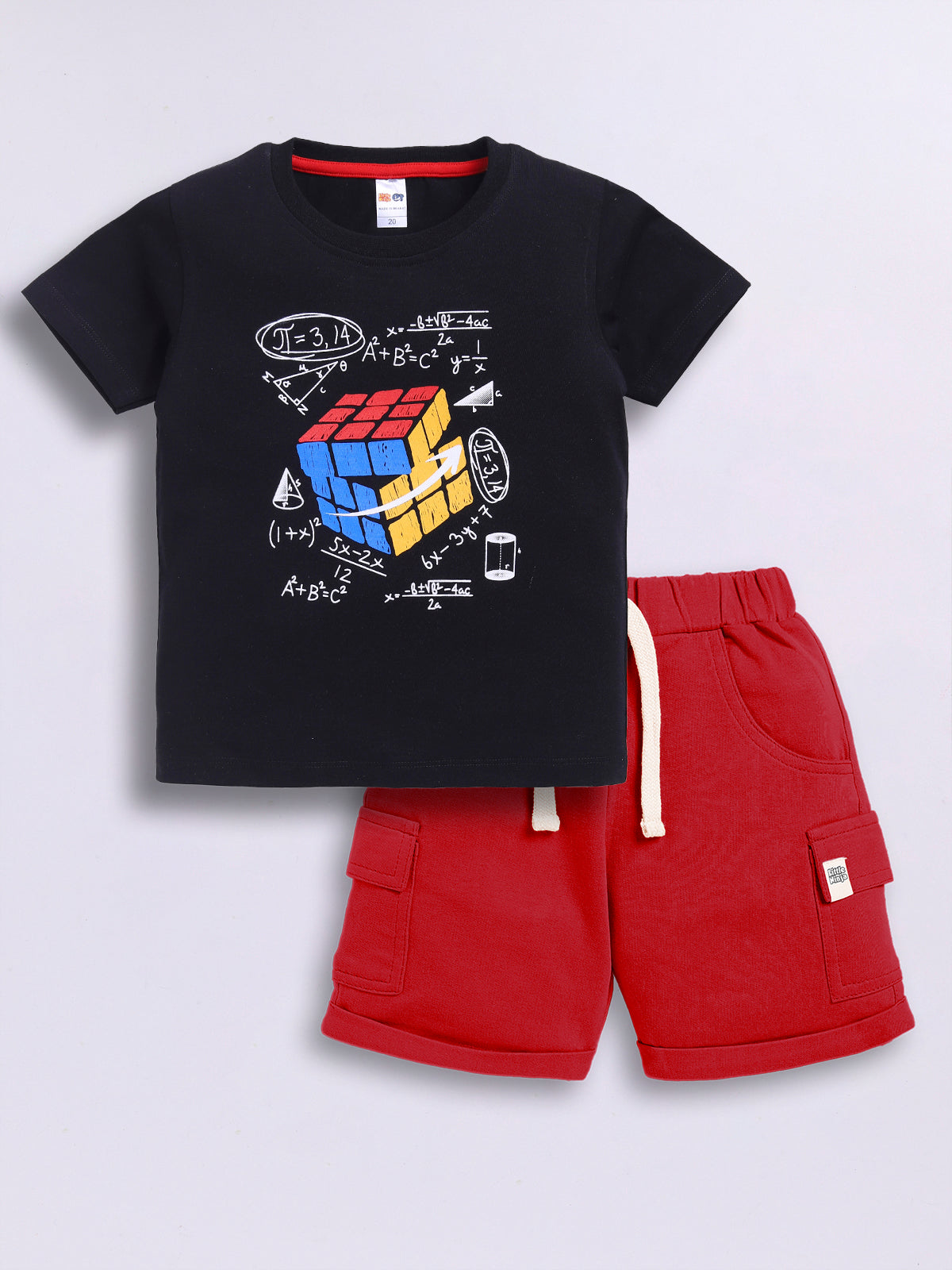 Baby Boys Casual T-shirt Shorts  (Navy and Red)